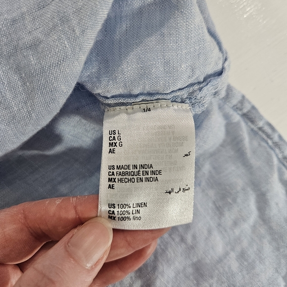 Charter Club blue button down 100% linen shirt women's size Large - Picture 10 of 11
